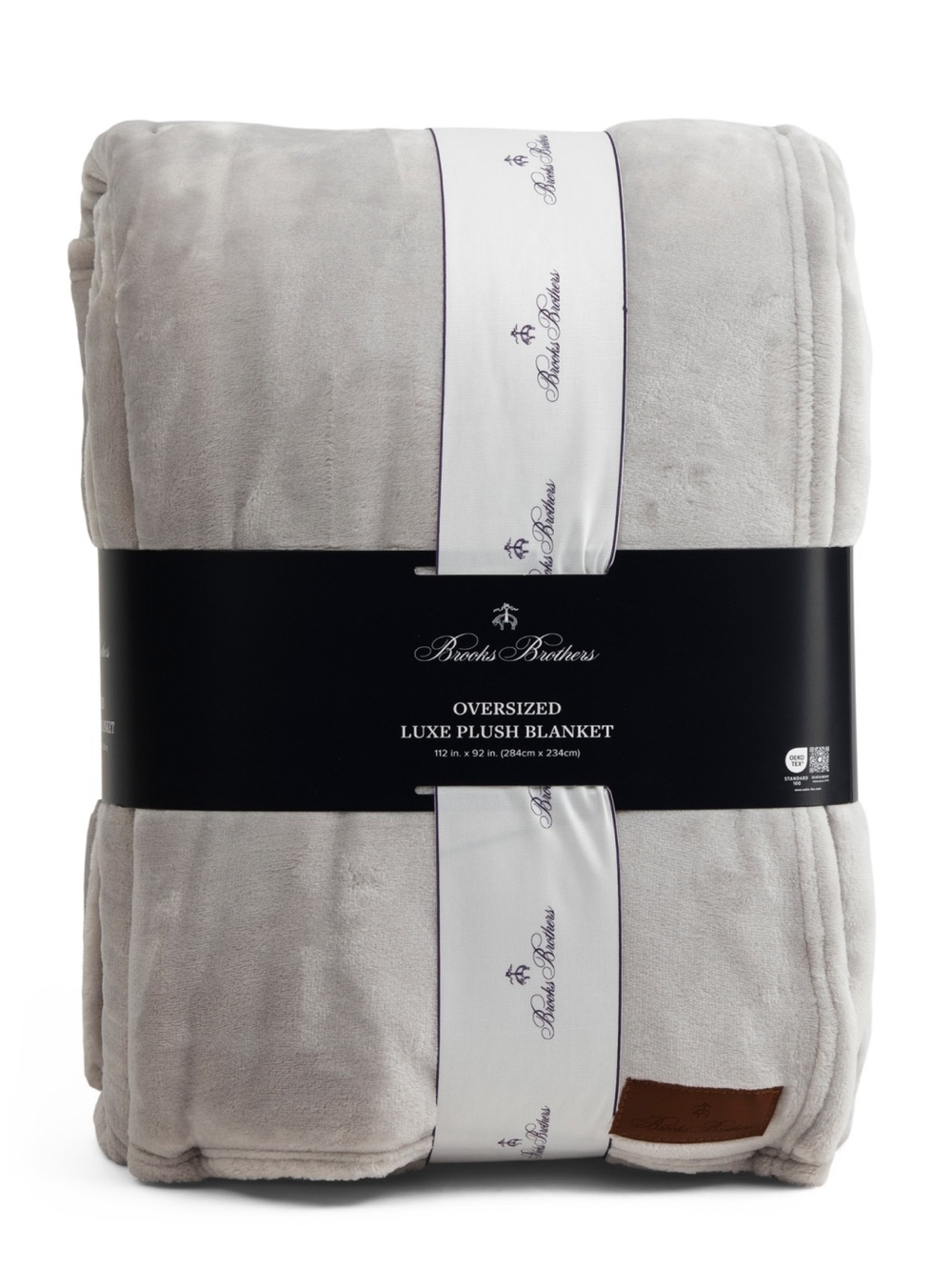 BROOKS BROTHERS solid fleece blanket with satin trim